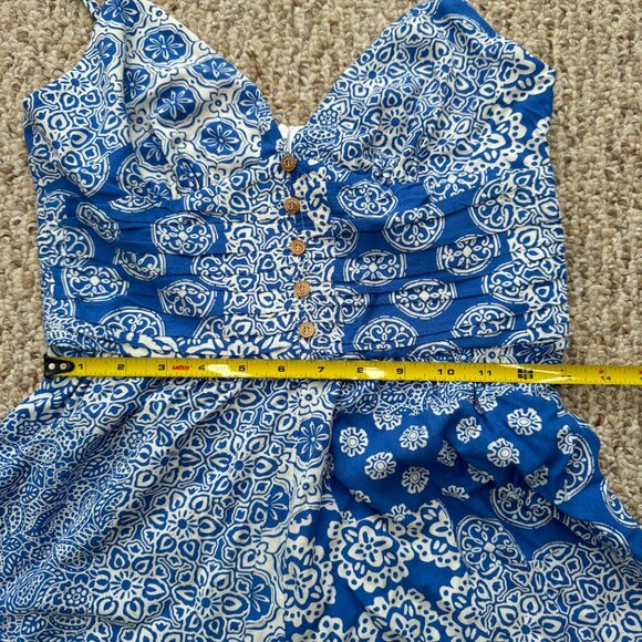 Zara Ruched Summer Tuscany Greece Vibe Printed Jumpsuit XS‎ 7987/771 - Picture 11 of 16